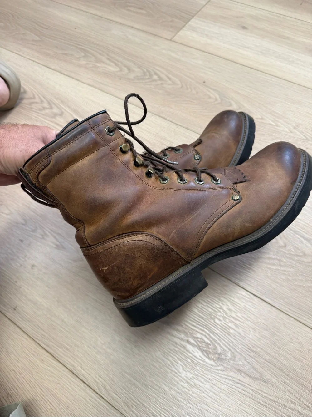 Twisted X Mens Brown Leather Kiltie Boots Lace Up Boots MWL0001 Size 10.5 EE